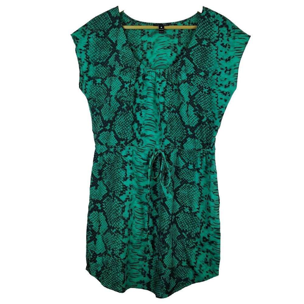 Aqua Women Dress Green Lightweight Snake Print Size S Made in USA Mini